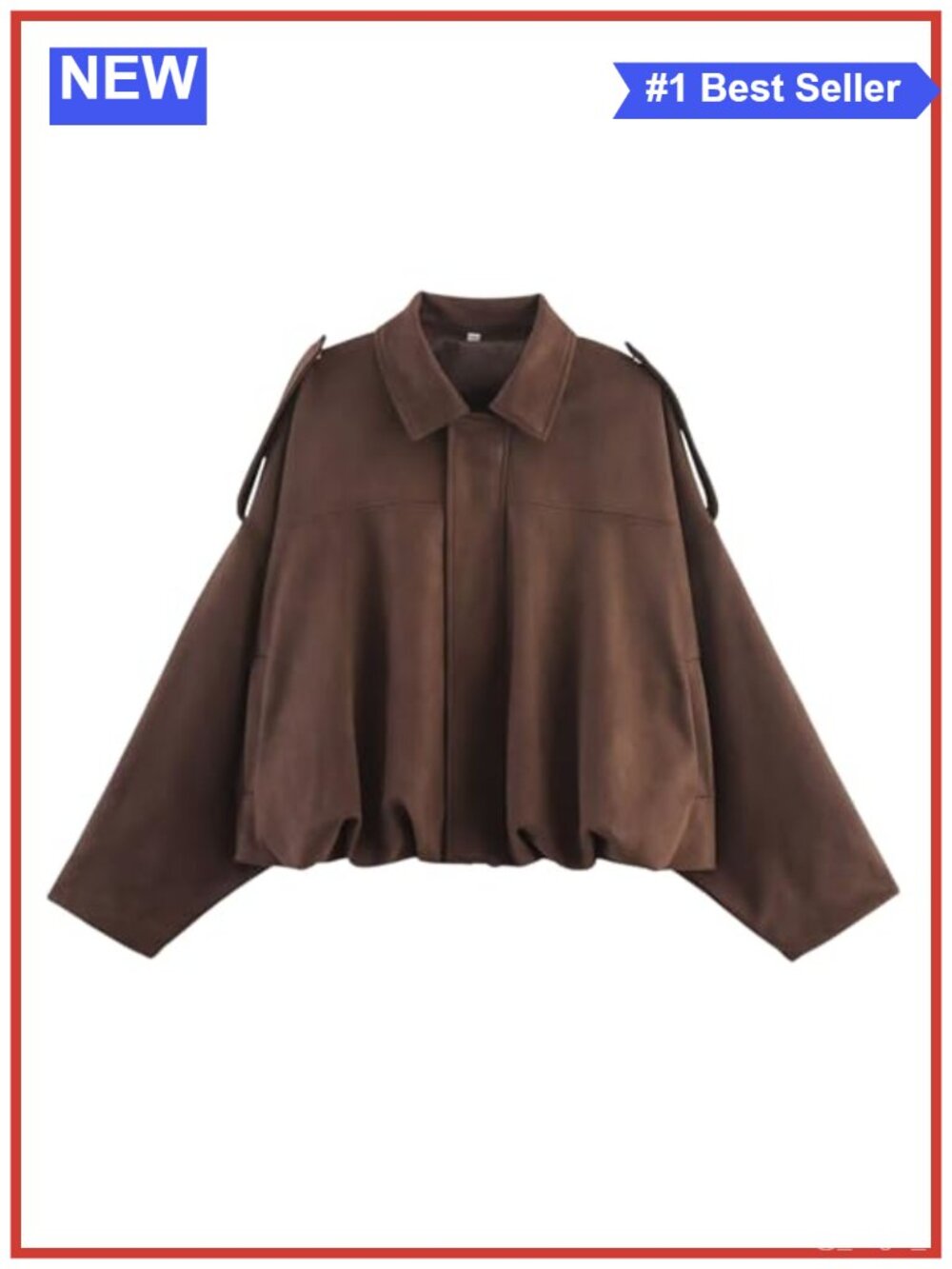 Faux Suede Bomber Jacket Crop Zip Up Relaxed Fit Streetwear Outerwear